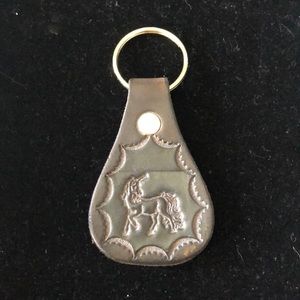 Leather embossed unicorn keychain